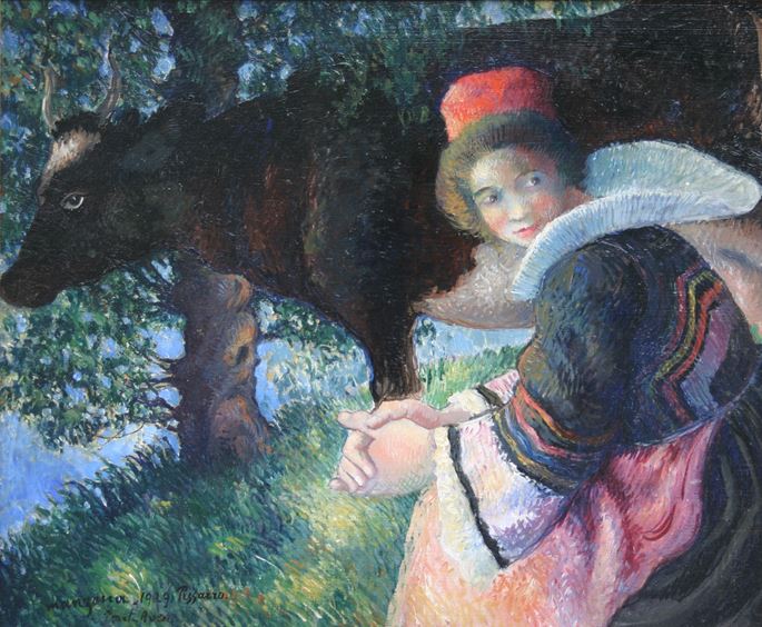 Georges Manzana Pissarro - Bretonne à la Vache  | MasterArt